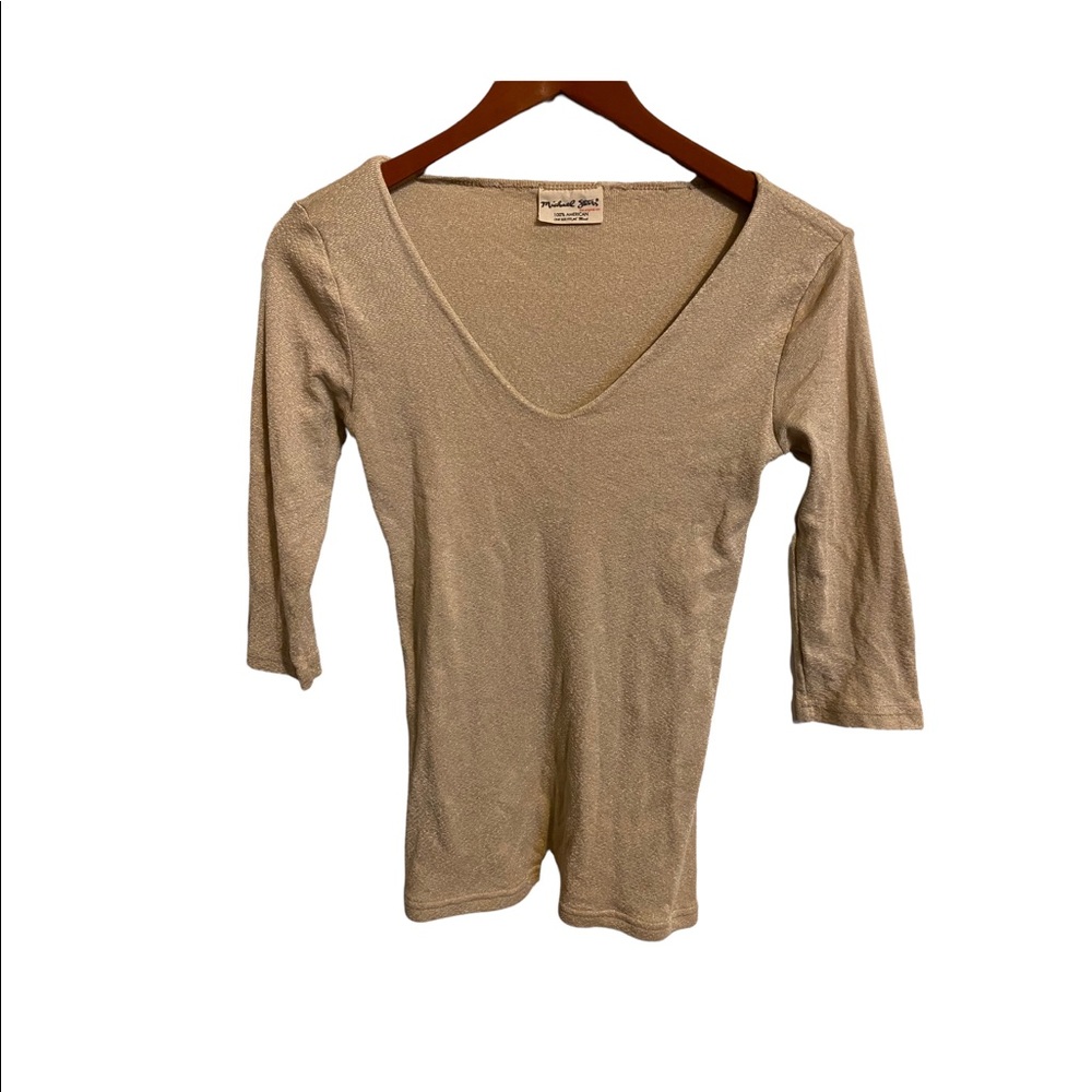 Michael Stars Cari V-Neck Shine Tee One Size Fits Most (0-10) - Picture 2 of 10